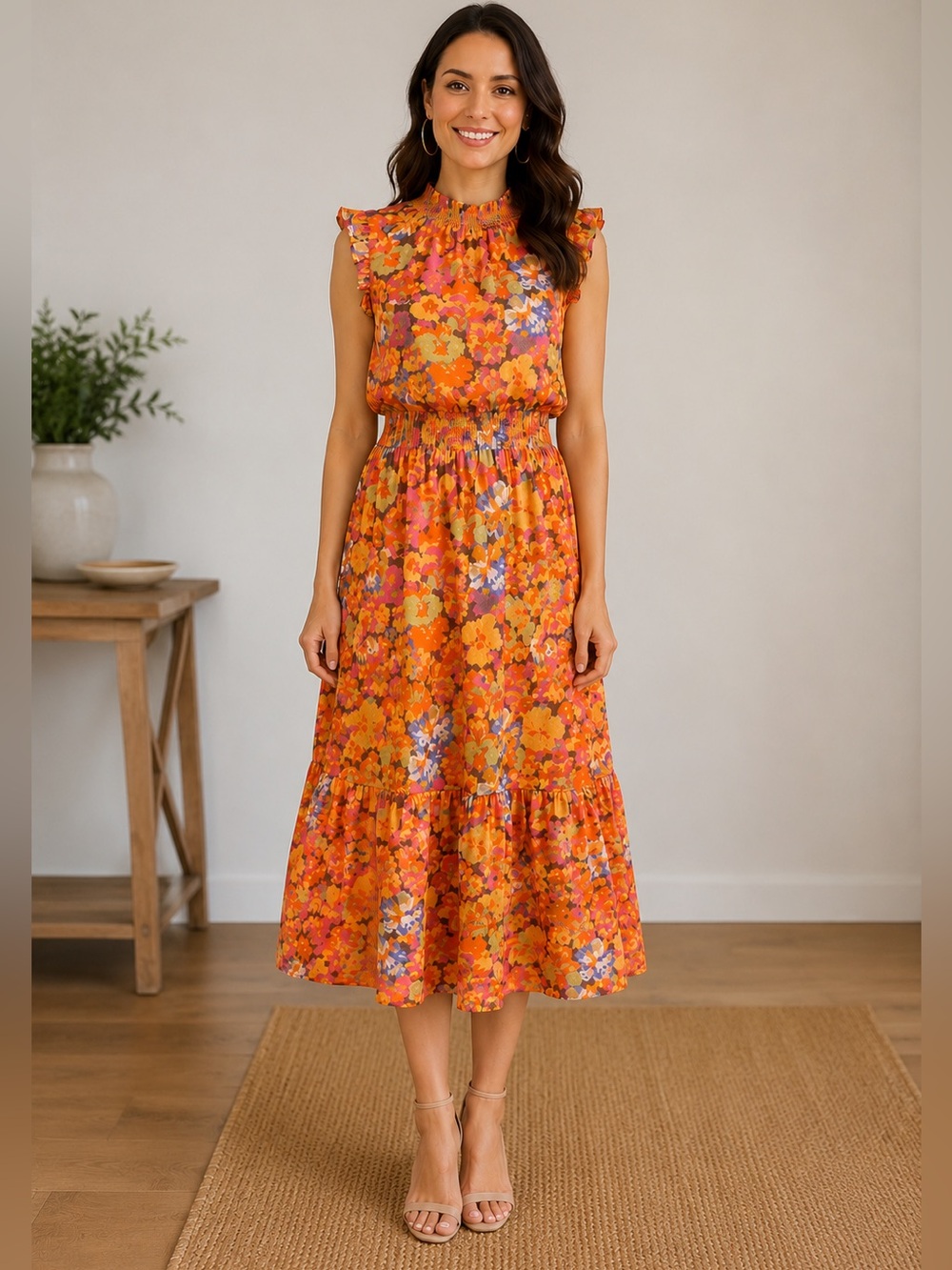 J.Crew Smocked-Waist Dress in Sunset Floral NWT Sz Small